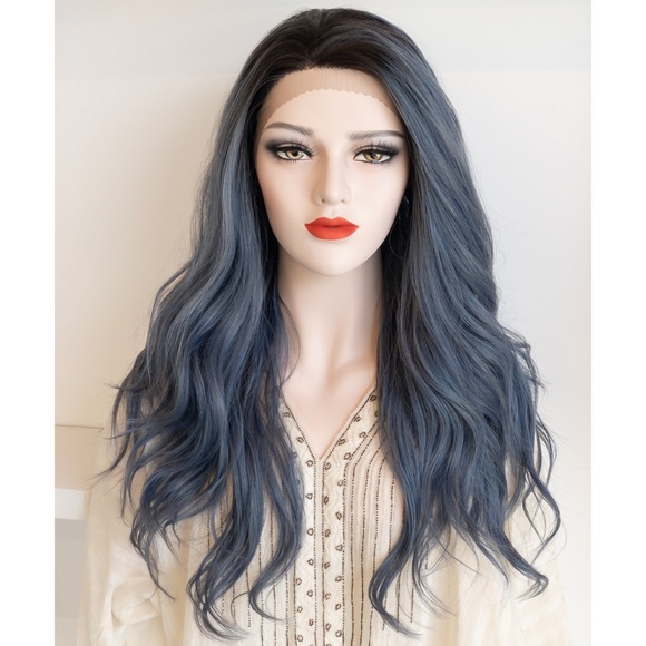 Her Wig Closet Accessories - Ashy Blue Ombre Lace Front Wavy Wig | Stefani